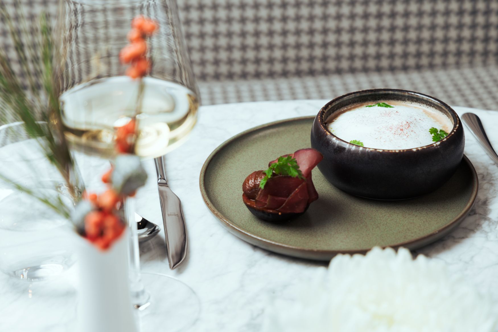 Soup with Wine and Flowers
